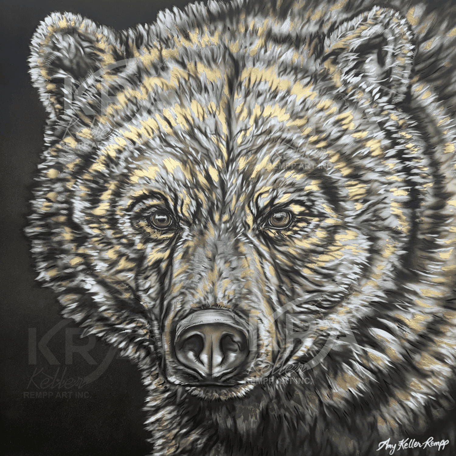 Golden Strength - 20" x 20" Original Lux Art by Amy Keller‑Rempp