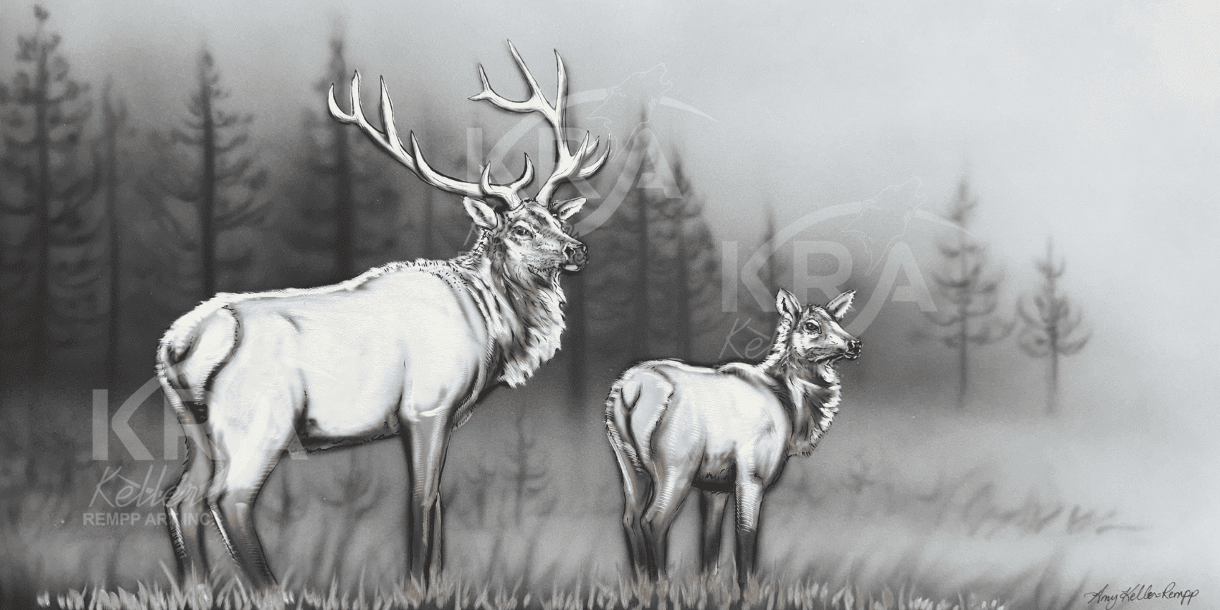 Morning Stillness - 12" x 24" Original Lux Art by Amy Keller‑Rempp